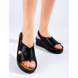 W. Potocki Sandale negre de damă cu pană de la Potocki negru 1 W. Potocki Sandale negre de damă cu pană de la Potocki negru 1