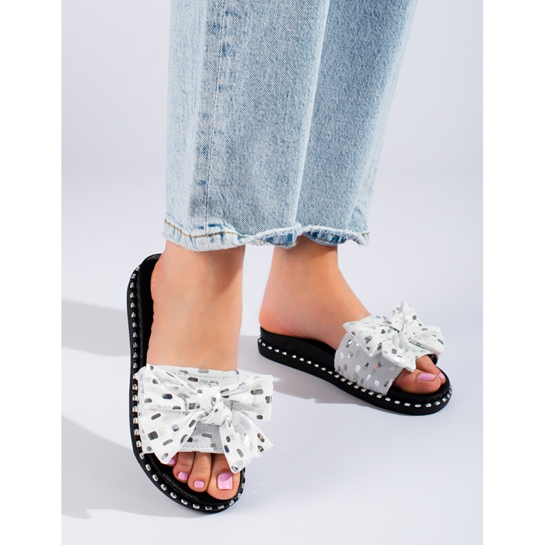 W. Potocki Papuci de damă cu talpă groasă, Potocki negru alb 1