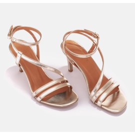 Marco Shoes Sandale pe toc înalt de aur 1