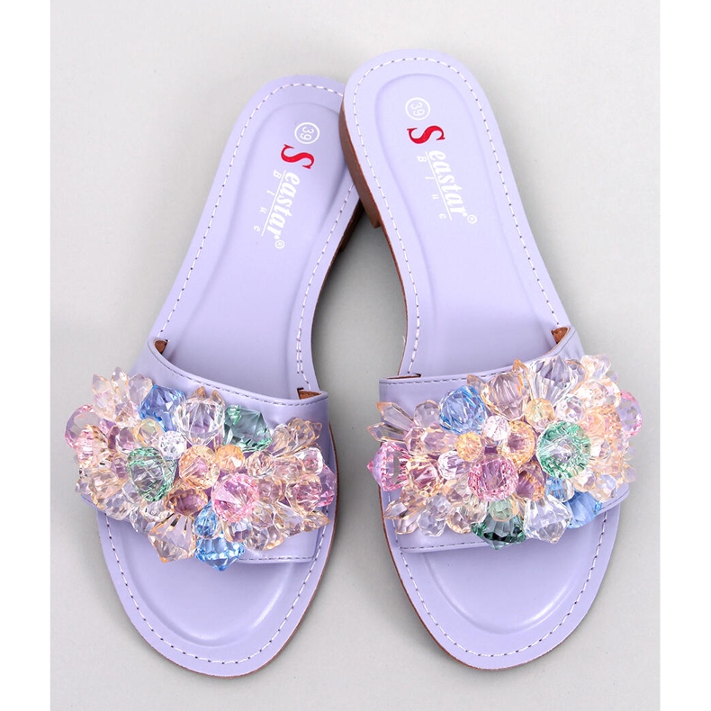 Seastar Estrada Papuci mov cu pietre colorate violet 1 Seastar Estrada Papuci mov cu pietre colorate violet 1