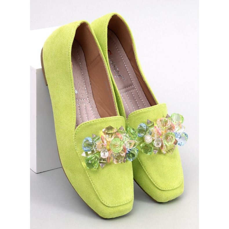 Mocasini Deley Green cu margele verde 1