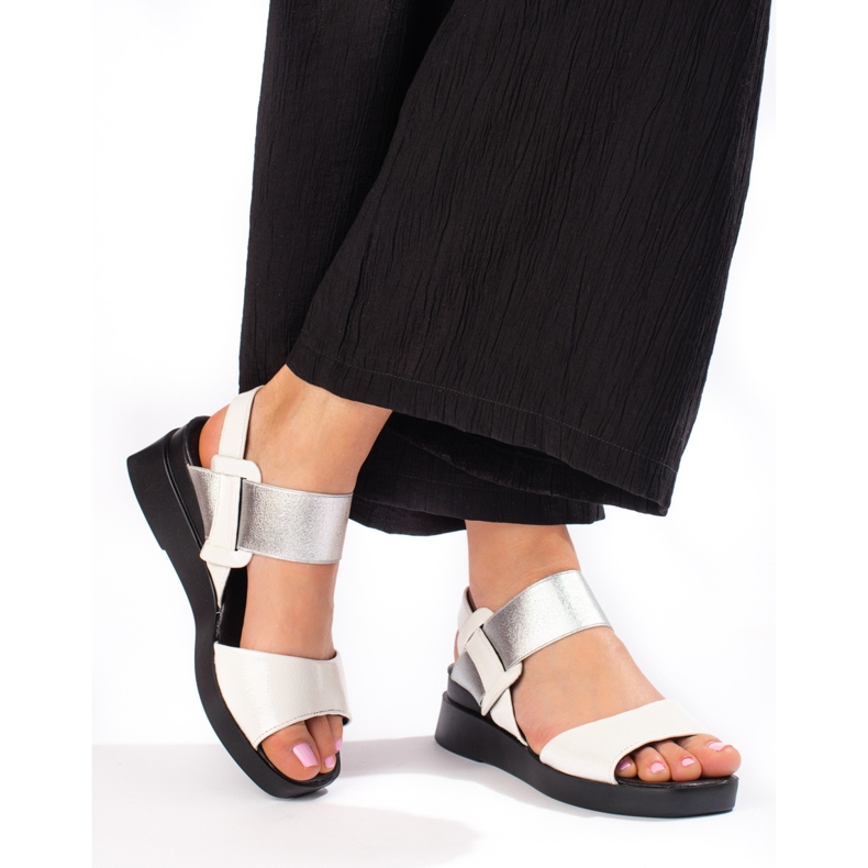 W. Potocki Sandale albe cu slip-on de la Potocki argint 1