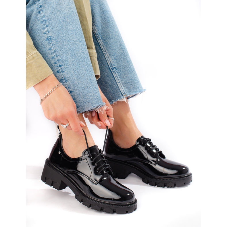 W. Potocki Pantofi de dama lacuiti cu siret Potocki negru 1