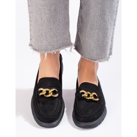 Mocasini de dama din piele intoarsa pe platforma Shelovet negru 1