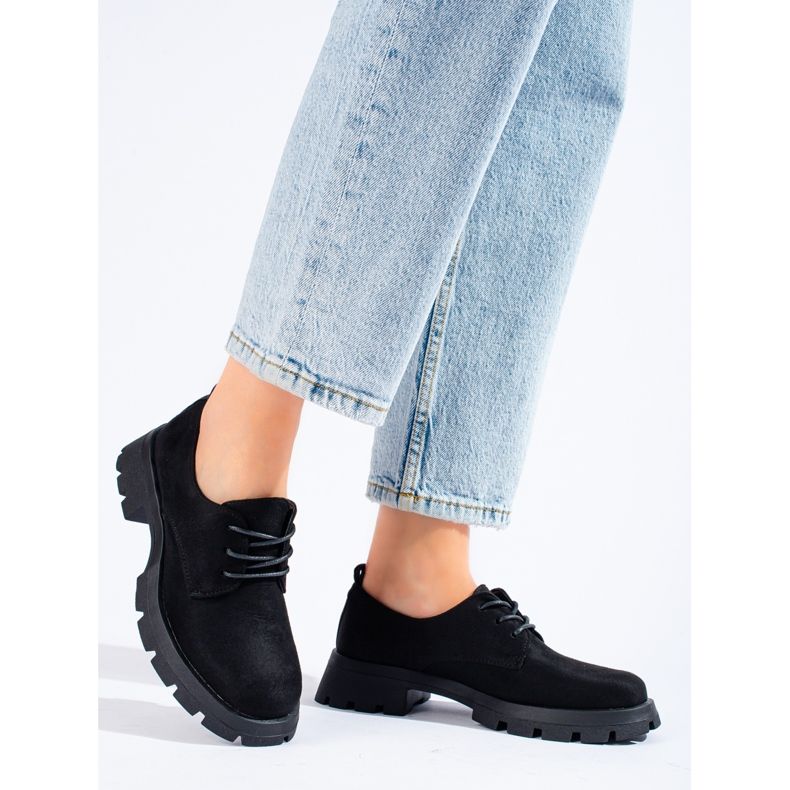 Pantofi negri cu talpa groasa de la Shelovet negru 2