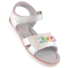Evento Sandale fete cu velcro cu lant bej Miss 1
