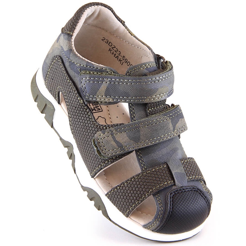 Sandale de vară cu velcro pentru băieți camo kaki News 5909 verde 1