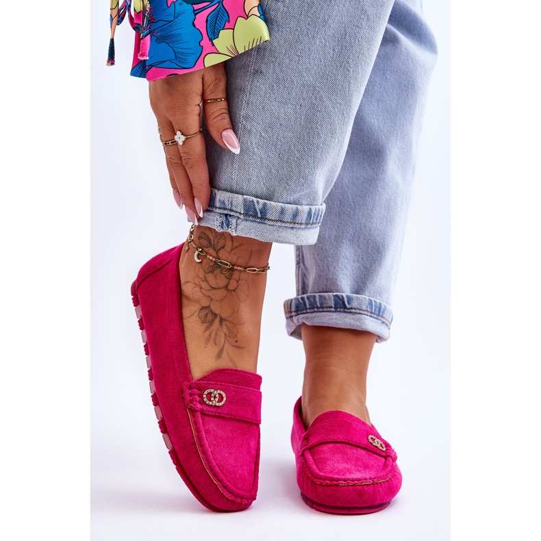 Mocasini Slip-On Castelo Fuchsia din piele intoarsa roz 1