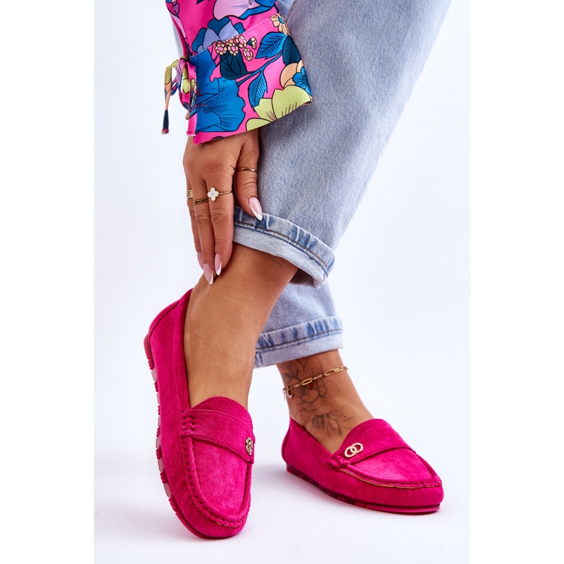 Mocasini Slip-On Castelo Fuchsia din piele intoarsa roz 2