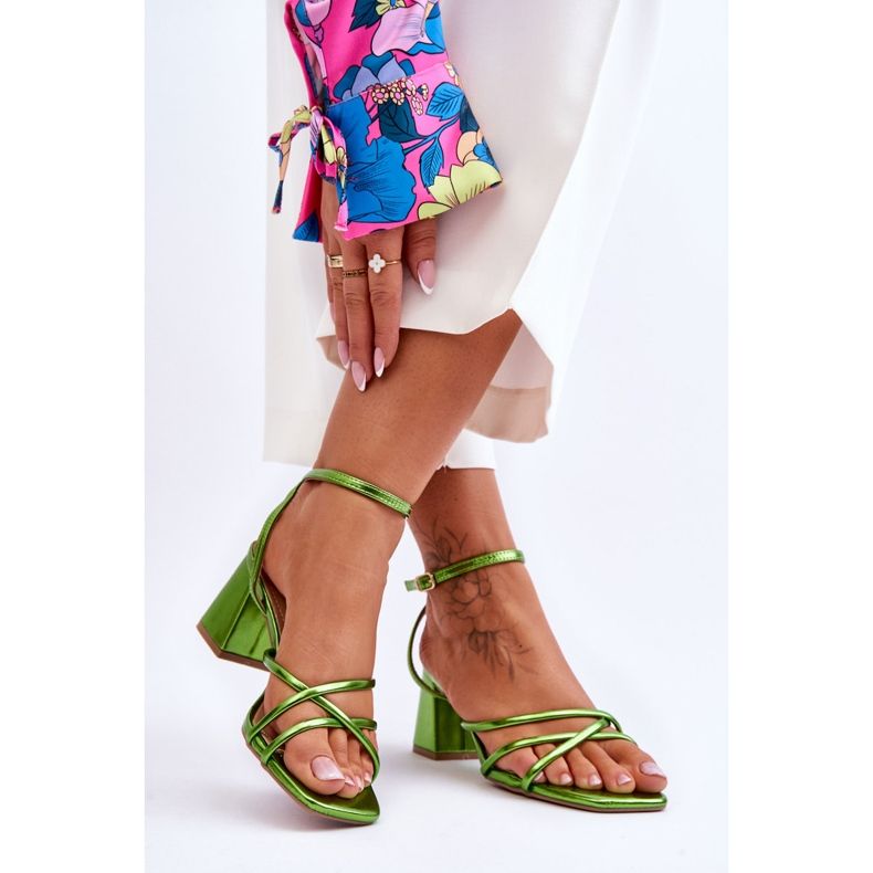 Sandale cu toc înalt Felisa verzi la modă verde 2