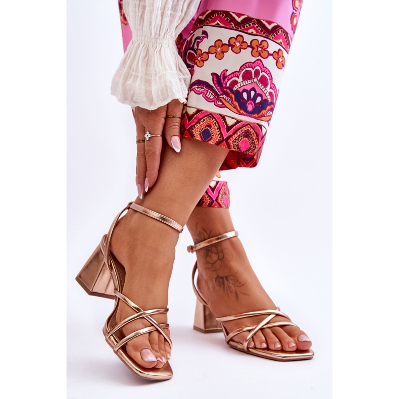 FB2 Sandale cu toc înalt Felisa, aur roz la modă de aur 2