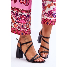 Sandale Florentina din piele neagră cu toc negru 1