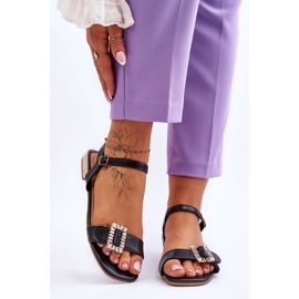 Sandale Plate Cu Tocuri Aurii Negru Mindley 1