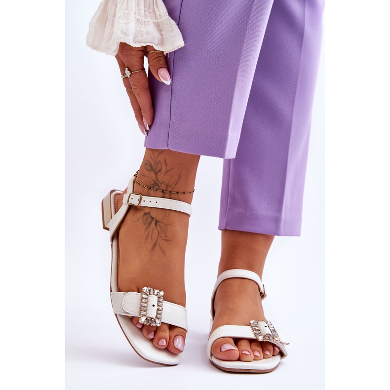 Sandale plate Mindley Gold Toc alb 1