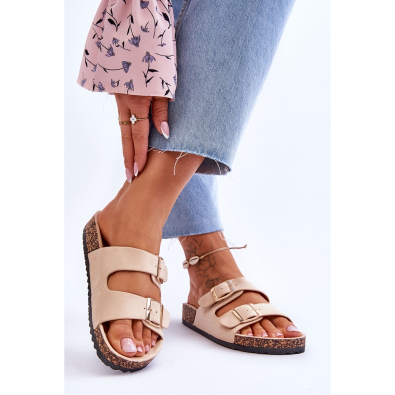 FB2 Sandale Dama Pe Platforma Pluta Cu Dungi Bej Doretta 2