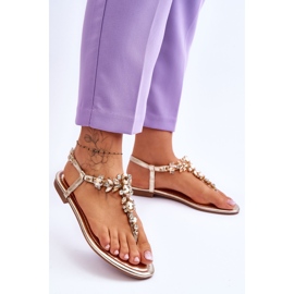 Sandale Damă Cu Pietre Aur Lenis de aur 2