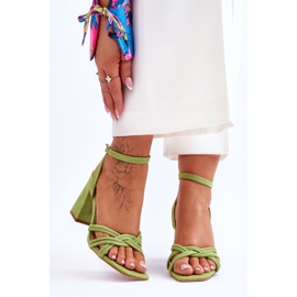 Sandale clasice din piele intoarsa Bernett verde 1