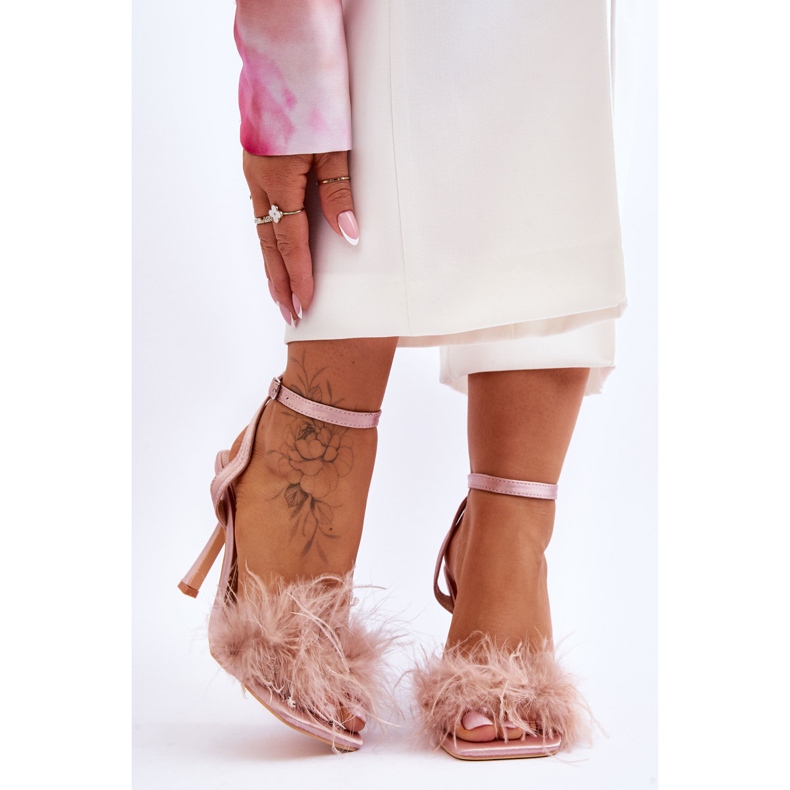 FB2 Sandale Tiffany Feather pentru damă roz 1