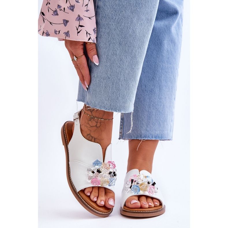 Vinceza Sandale Damă Piele Cu Pietre Albe Mersea negru 1