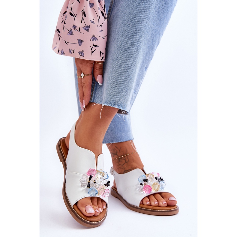 Vinceza Sandale Damă Piele Cu Pietre Albe Mersea negru 2