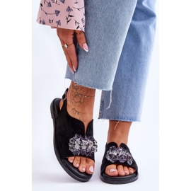 Vinceza Sandale negre Mersea din piele intoarsa pentru dama negru 1