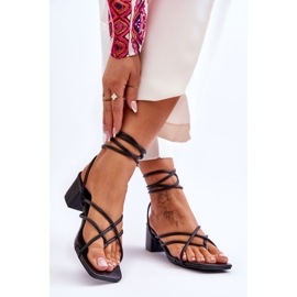 Sandale Negre Legate Toc Înalt Flip Flops Secret Love negru 2