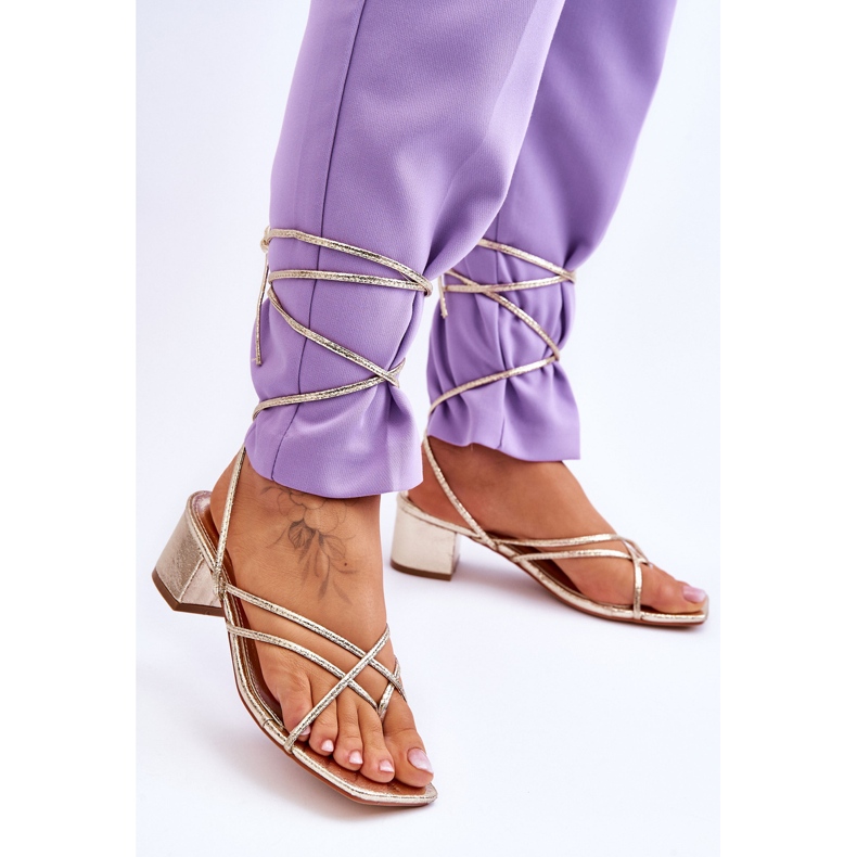 Sandale Legate Cu Tocuri Aurii Secret Love de aur 2