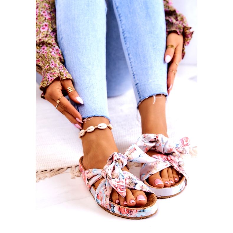 Papuci Clasici Cu Flori Big Star JJ274703 Gri deschis 2