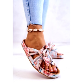 Papuci Clasici Cu Flori Big Star JJ274703 Gri deschis 1