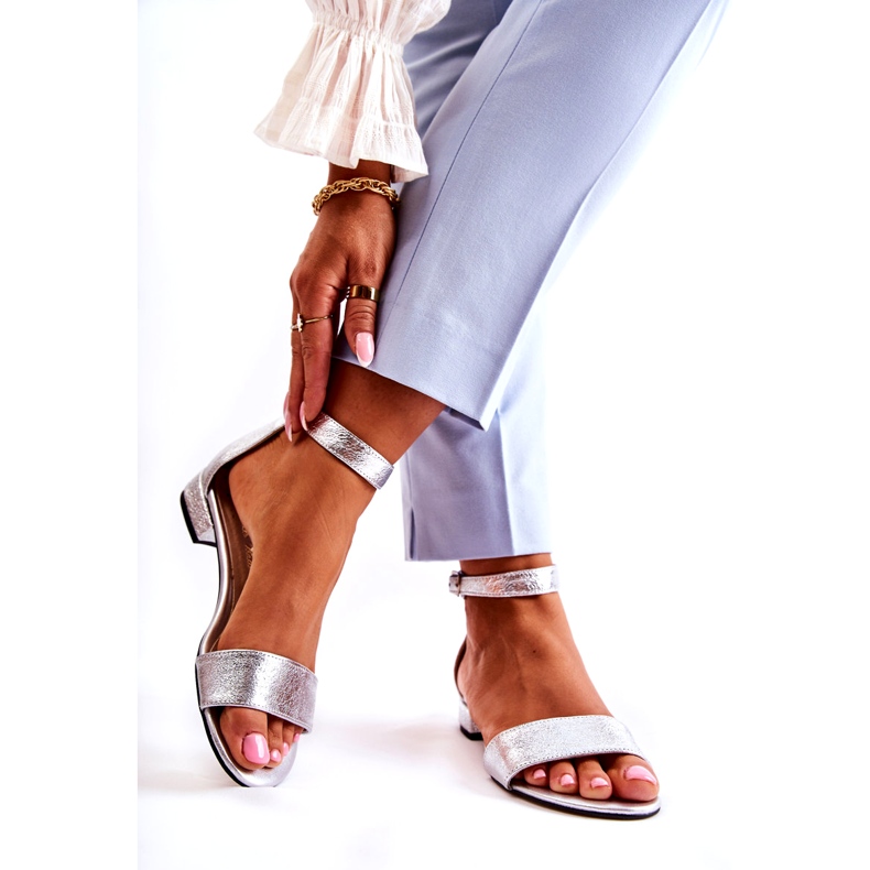 Alberto Violli Sandale din piele argintii pentru femei 1