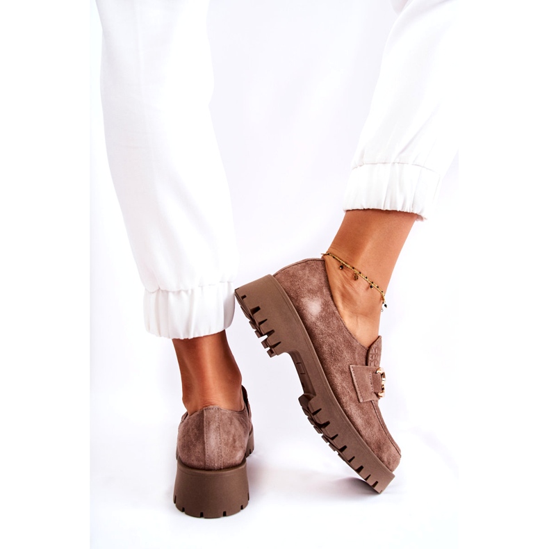 Lemar Pantofi maro maro deschis pentru femei cu ornament 4