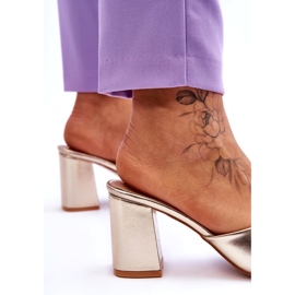 Flip-flops clasici din piele de damă, auriu metalic de aur 5