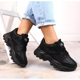 Pantofi sport de dama negri pe platforma eVento 5465 negru 1