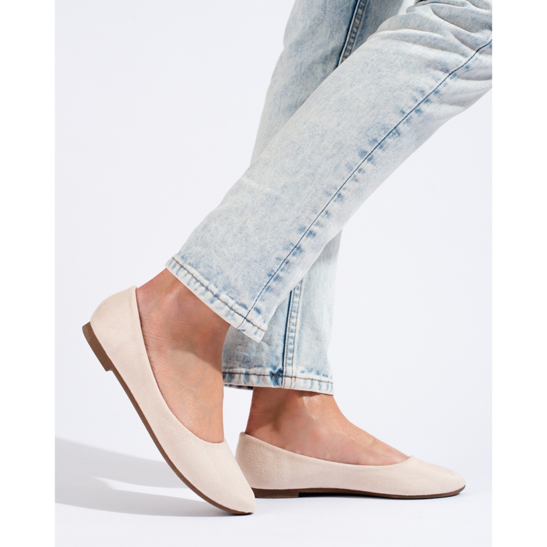 W. Potocki Balerini clasici bej de piele intoarsa de damaPotocki 1