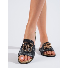Flip-flops de damă roz cu decor auriu de la Shelovet negru 1