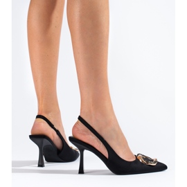 Pompe cu toc deschis din piele intoarsa neagra de la Shelovet negru 1