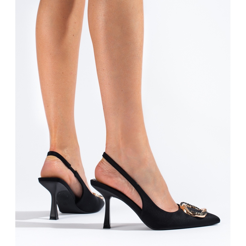 Pompe cu toc deschis din piele intoarsa neagra de la Shelovet negru 1