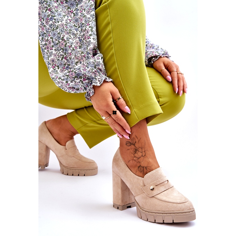 Vinceza Tocuri înalte elegante din piele intoarsa Bej Mintore 4