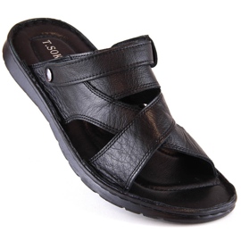 Sandale flip-flops din piele neagră pentru bărbați T.Sokolski LM20-02 negru 2