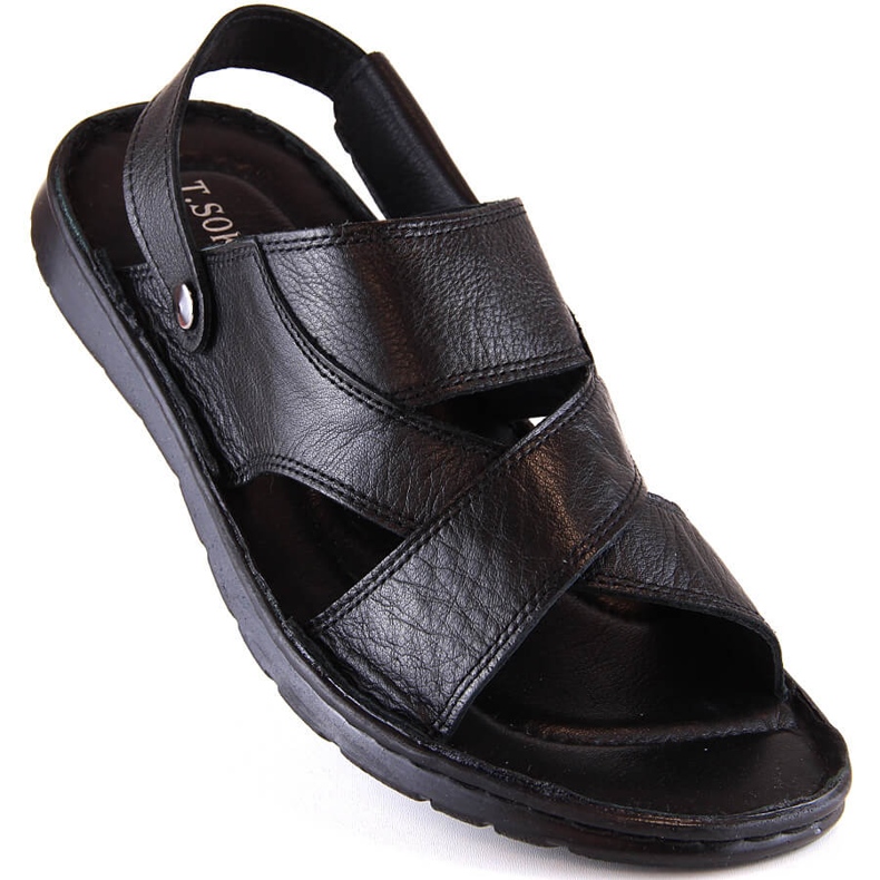 Sandale flip-flops din piele neagră pentru bărbați T.Sokolski LM20-02 negru 1
