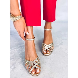BM Sandale Kermel Gold cu toc mic de aur 1