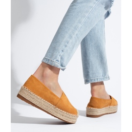 Espadrile de piele intoarsa de dama pe platforma camel Shelovet maro 1