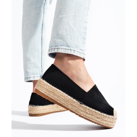 Espadrile de dama cu platforma din piele intoarsa Shelovet neagra negru 1