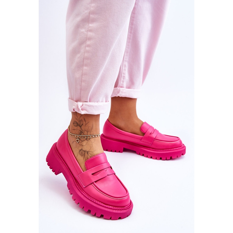 Mocasini cu platformă cu slip-on din piele Riverside roz 2 Mocasini cu platformă cu slip-on din piele Riverside roz 2