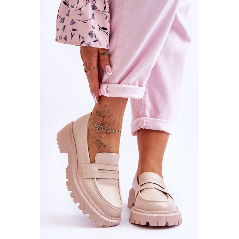 Mocași cu platformă din piele Riverside bej 1