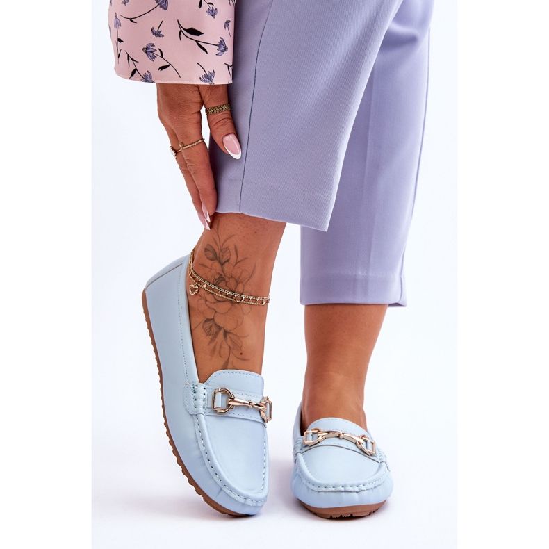 Mocasini clasici din piele albastru deschis Verona 1