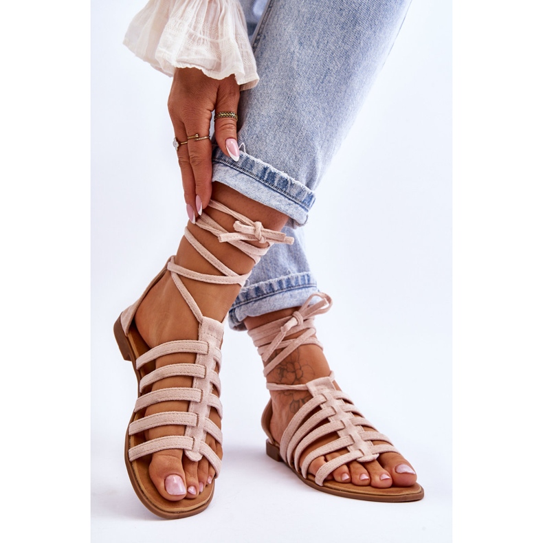 FC3 Sandale Roman de piele intoarsa de dama Bej Semper 2