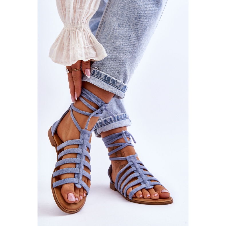 FC3 Sandale Roman de piele intoarsa de dama albastre Semper albastru 2