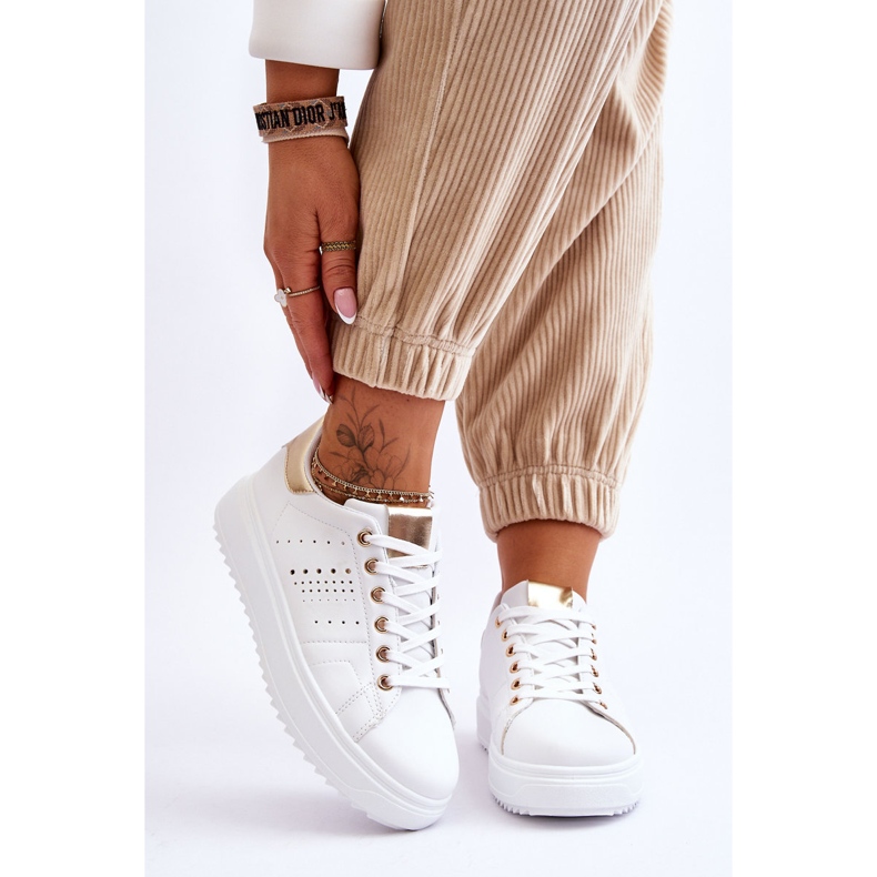 Pantofi sport de damă alb și auriu Fii primul! 1