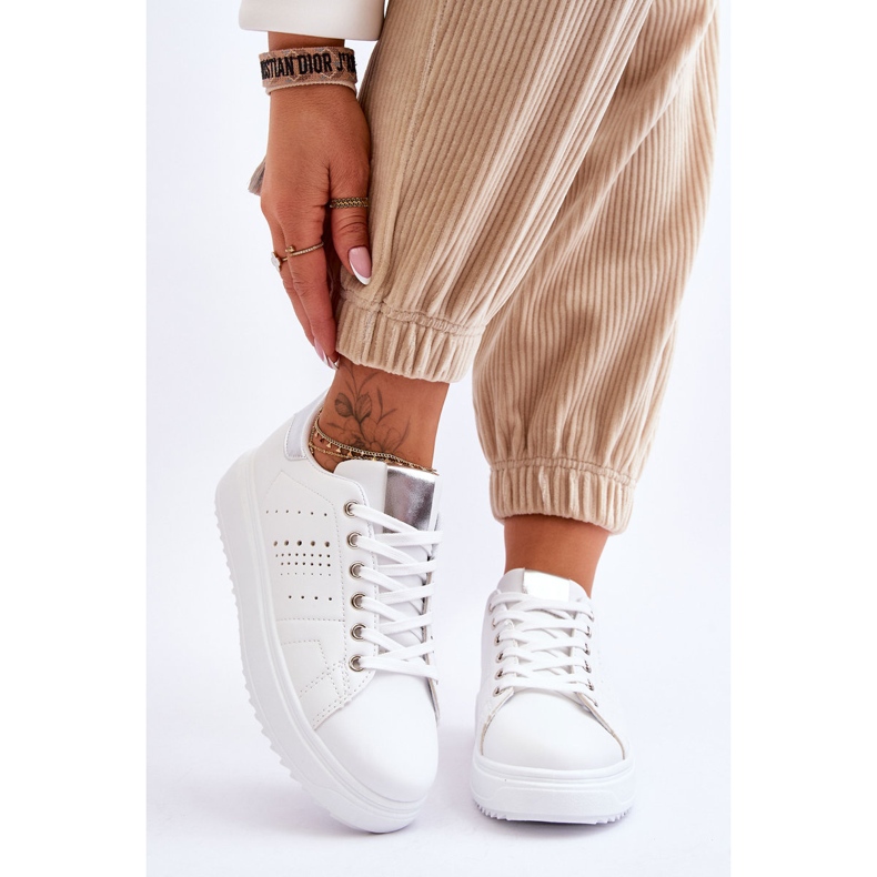 Pantofi sport de damă alb și argintiu Fii primul! 1